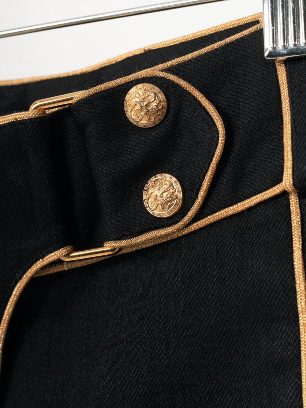 Balmain Black Embroidered Piped Riding-Style Jeans - Picture 7 of 12